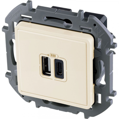 Устройство зарядное Inspiria с 2-мя USB разьемами A и C 240В/5В 3000мА сл. кость IEK 673761 фото 2