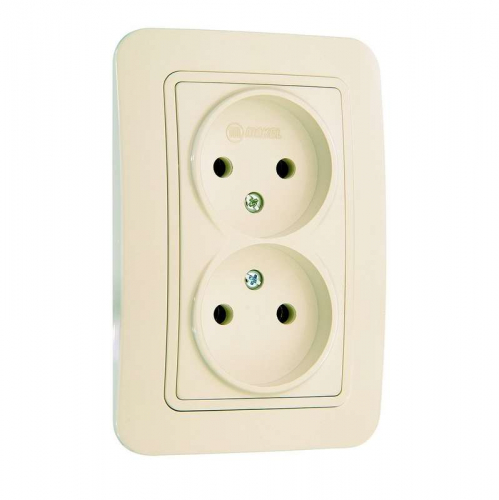 Розетка 2-м СП Lillium 16А IP20 без заземл. крем./крем. Makel 70217 Розетка 2-м СП Lillium 16А IP20 без заземл. крем./крем. Makel 70217