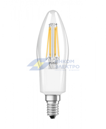Лампа светодиодная филаментная SMART+ B 4Вт (замена 40Вт) 2700К тепл. бел. E14 470лм угол пучка 300град. прозр. стекло 220-240В WiFi диммир. LEDVANCE 4058075609754