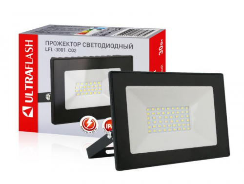 Прожектор LFL-3001 С02 LED 30Вт IP65 6500К 1900лм метал. корпус черн. Ultraflash 12316 фото 2
