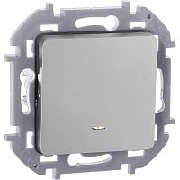 Переключатель 1-кл. Inspiria 10А IP20 250В 10AX с подсветкой/индикацией механизм алюм. IEK 673662