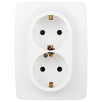 Розетка 2-м СП Эра12 12-2106-01М 16А 250В 2X2P+E Schuko бел. матов. Эра Б0065721