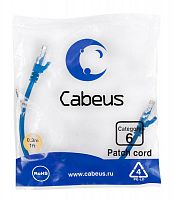 Патч-корд U/UTP кат.6 PC-UTP-RJ45-Cat.6-0.3m-BL 2xRJ45/8p8c неэкранир. PVC 0.3м син. Cabeus 8675c