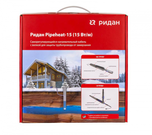 Кабель нагревательный саморег. Pipeheat-15 30Вт 2м с вилкой Ридан 21RT0800R фото 6