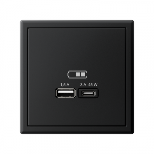 Розетка USB ArtGallery тип A+C 45Вт QC PD высокоскор. ЗУ механизм карбон SE GAL001029 фото 3 Розетка USB ArtGallery тип A+C 45Вт QC PD высокоскор. ЗУ механизм карбон SE GAL001029 фото 3