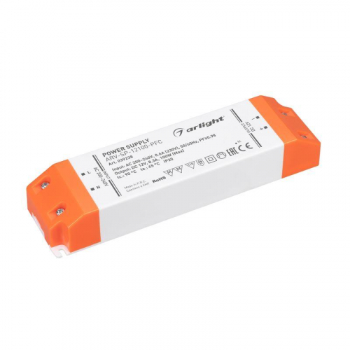 Блок питания ARV-SP-12100-PFC (12В 8.3А 100Вт) (IP20 пластик) Arlight 039238 Блок питания ARV-SP-12100-PFC (12В 8.3А 100Вт) (IP20 пластик) Arlight 039238