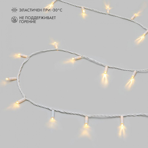 Гирлянда светодиодная "Нить" 10м 100LED тепл. бел. 10Вт 230В IP65 постоян. свечение провод ПВХ бел. (нужен шнур питания 303-500-1) Neon-Night 305-166 фото 2 Гирлянда светодиодная "Нить" 10м 100LED тепл. бел. 10Вт 230В IP65 постоян. свечение провод ПВХ бел. (нужен шнур питания 303-500-1) Neon-Night 305-166 фото 2