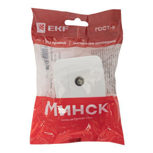 Розетка телевизионная TV 1-м ОП Минск 5-862МГц 75Ом бел. Basic EKF EGA00-027-10 фото 3