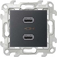 Розетка USB 2-м Simon 24 механизм графит Simon 2411096-038