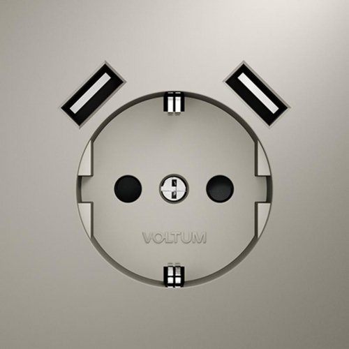 Розетка 1-м СП S70 16А с USB A+A с заземл. защ. шторки механизм кашемир Voltum VLS040403 фото 2