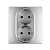 Розетка 2-м СП Etika 16А IP31 250В 2х2P+E с заземл. защ. шторки немецк. стандарт безвинт. клеммы алюм. IEK 672433