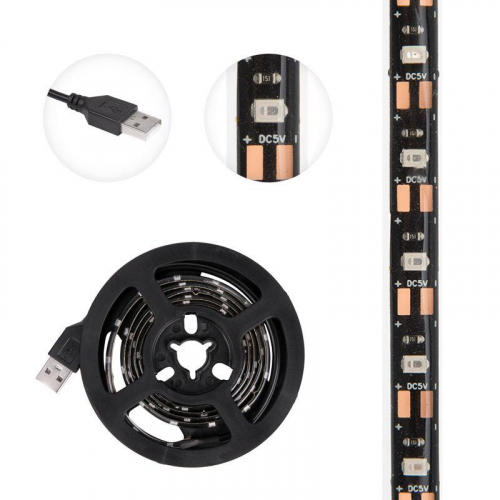Лента светодиодная с USB коннектором 5В 8мм IP65 SMD 2835 60LED/m зел. Lamper 141-384 фото 3