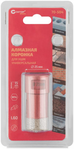 Коронка алмазная универс. для УШМ СПЕЦИАЛ/Special 25х15хМ14х60мм Cutop 70-504 фото 3