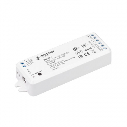 Диммер SMART-PWM-102-72-RGBW-SUF 12-24В 4х3А ZB пластик INTELLIGENT ARLIGHT 046537 Диммер SMART-PWM-102-72-RGBW-SUF 12-24В 4х3А ZB пластик INTELLIGENT ARLIGHT 046537