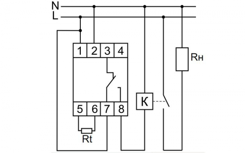 Регулятор температуры RT-820 (от +4 до +30 град.C; с выносным датчиком в комплекте; 2 модуля; монтаж на DIN-рейке; 50-264В AC 16А 1NO/NC IP20) F&F EA07.001.001 фото 2