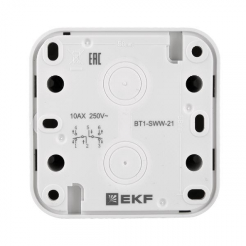 Выключатель проходной 2-кл. ОП Бронто 10А IP55 автоматические клеммы бел. EKF BT1-SWW-21 фото 4