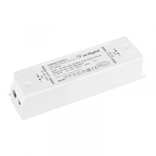Блок питания ARV-SP-24060-PFC-A 24В 2.5А 60Вт IP20 пластик Arlight 047442