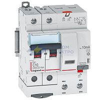 Выключатель автоматический дифференциального тока 2п C 10А 10мА тип AC 10кА DX3 4мод. Leg 411149