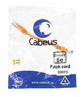 Патч-корд U/UTP кат.5E PC-UTP-RJ45-Cat.5e-0.15m-OR 2xRJ45/8p8c неэкранир. PVC 0.15м оранж. Cabeus 8987c