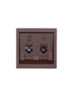 Розетка компьютерная + телефонная СП ZIMA IP20 с модулем кат.6 механизм шоколад LEZARD 704-7388-144