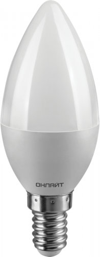 Лампа светодиодная 61 127 OLL-C37-6-230-6.5K-E14-FR 6Вт свеча 6500К холод. бел. E14 600лм 176-264В ОНЛАЙТ 61127