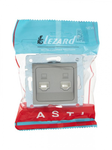 Розетка компьютерная 2-м СП ASTI IP20 RJ45 механизм платина. LEZARD 7081-3588-141 фото 4