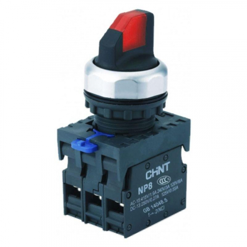 Переключатель с подсветкой NP8-11XD/214 2 полож. фикс. AC110-230В(LED) 1НО+1НЗ IP65 (R) красн. CHINT 667554 Переключатель с подсветкой NP8-11XD/214 2 полож. фикс. AC110-230В(LED) 1НО+1НЗ IP65 (R) красн. CHINT 667554