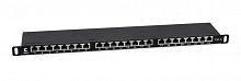 Патч-панель 19дюйм 0.5U 24 порта RJ45 кат.6 полностью экранир. Dual IDC высокой плотности Cabeus 9651c