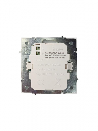 Розетка Type-C+ USB разъем СП ZIMA IP20 бел. LEZARD 704-0288-192TC фото 5