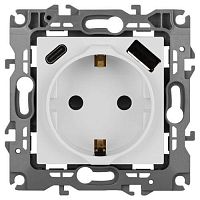 Розетка Эра12 12-4108-01 16А 250В 2P+E с USB type-A+C 5В-3А защ. шторки бел. Эра Б0067752