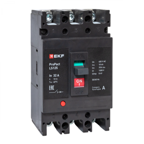 Выключатель автоматический 3п 32А 18кА LS125 ProPact EKF mccb-125-18-3-32-ls Выключатель автоматический 3п 32А 18кА LS125 ProPact EKF mccb-125-18-3-32-ls