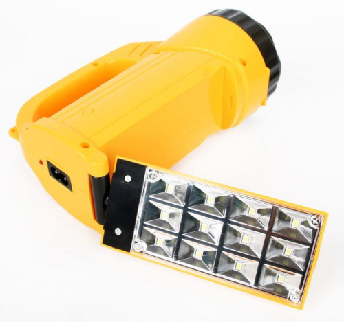 Фонарь аккумуляторный LED3819CSM 9LED + 12SMD 2 режима аккум. SLA 220В желт. Ultraflash 12860 фото 2