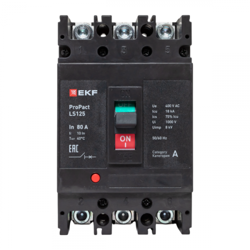 Выключатель автоматический 3п 80А 18кА LS125 ProPact EKF mccb-125-18-3-80-ls фото 5