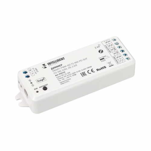 Диммер SMART-PWM-102-72-MIX-PD-SUF (12-36В 2х5А ZB 2.4G) пластик INTELLIGENT ARLIGHT 035310 Диммер SMART-PWM-102-72-MIX-PD-SUF (12-36В 2х5А ZB 2.4G) пластик INTELLIGENT ARLIGHT 035310
