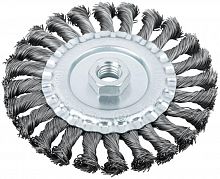 Корщетка-колесо гайка М14 стальная витая проволока 125мм FIT 39123