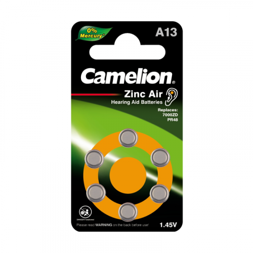Элемент питания ZA13 Mercury Free A13-BP6 (0%Hg) 1.4В 280мА.ч для слуховых аппаратов BL-6 (блист.6шт) Camelion 12824 Элемент питания ZA13 Mercury Free A13-BP6 (0%Hg) 1.4В 280мА.ч для слуховых аппаратов BL-6 (блист.6шт) Camelion 12824