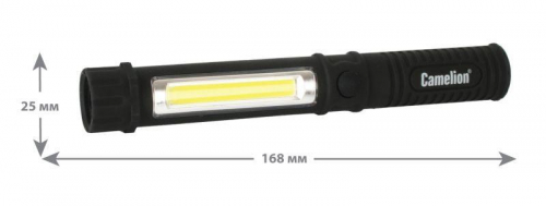 Фонарь-ручка LED51521 COB LED + 1Вт LED 3хR03 магнит клипса пластик. черн. (блист.) Camelion 13361 фото 4