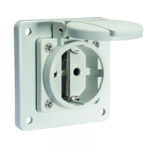 Розетка встраиваемая Schuko 16А 3п 250В IP54 фланец 75х75 Quick Connect сер. Bals 71109