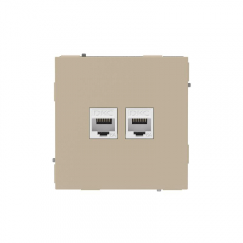 Розетка компьютерная 2-м KANT RJ45 кат.6A без шторки ванильн. марципан DKC 7015674