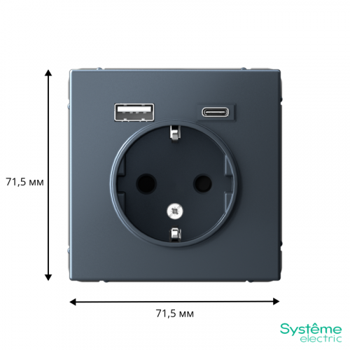Розетка ArtGallery 16А с 2-мя заряд. устройствами USB A+C 5В/2.4А/3А 2х5В/1.5А механизм грифель SE GAL000732 фото 2 Розетка ArtGallery 16А с 2-мя заряд. устройствами USB A+C 5В/2.4А/3А 2х5В/1.5А механизм грифель SE GAL000732 фото 2