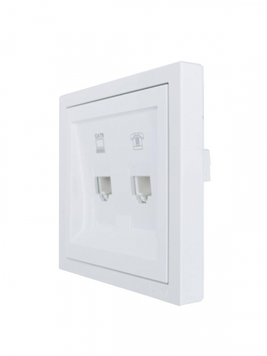 Розетка компьютер+телефон с модулем Cat 6 СП ZIMA бел. LEZARD 704-0288-144 фото 2