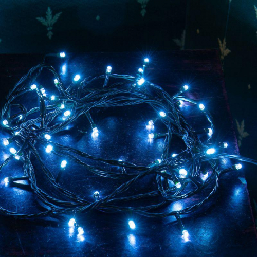 Гирлянда светодиодная "Твинкл Лайт" 6м 40LED син. 5.1Вт 220-240В IP20 с контроллером 8 режимов провод ПВХ темн. зел. Neon-Night 303-023 фото 2