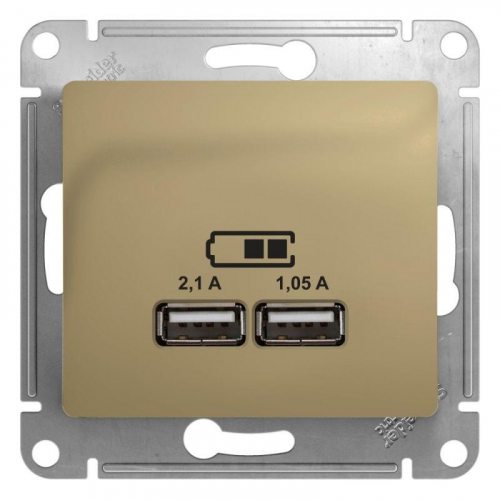 Розетка USB 2-м СП Glossa тип A+A 5В/2100мА 2х5В/1050мА механизм титан SE GSL000433 Розетка USB 2-м СП Glossa тип A+A 5В/2100мА 2х5В/1050мА механизм титан SE GSL000433