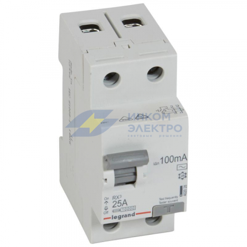 Выключатель дифференциального тока (УЗО) 2п 25А 100мА тип AC RX3 Leg 402028 фото 2