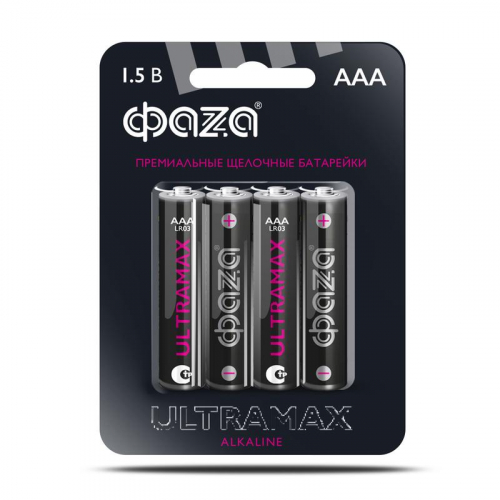 Элемент питания алкалиновый AAA/LR03 1.5В ULTRAMAX LR03UM-B4 BL-4 (уп.4шт) ФАZА 5043084 Элемент питания алкалиновый AAA/LR03 1.5В ULTRAMAX LR03UM-B4 BL-4 (уп.4шт) ФАZА 5043084