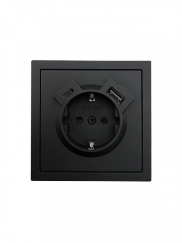 Розетка 1-мест. с/з Type-C+USB разъем СП ZIMA IP20 черн. бархат LEZARD 704-4288-181TC