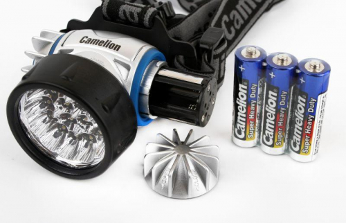 Фонарь налобный LED 5323-19Mx 19 ультра-ярких LED 4 режима 3хR03 (в компл.) металлик Camelion 8138 фото 6
