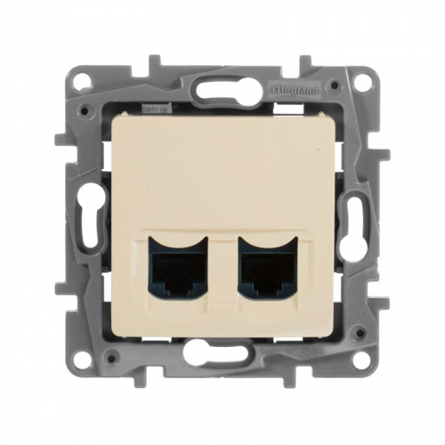 Розетка компьютерная 2-м СП Etika RJ45 кат.6 UTP механизм сл. кость IEK 672354 фото 2