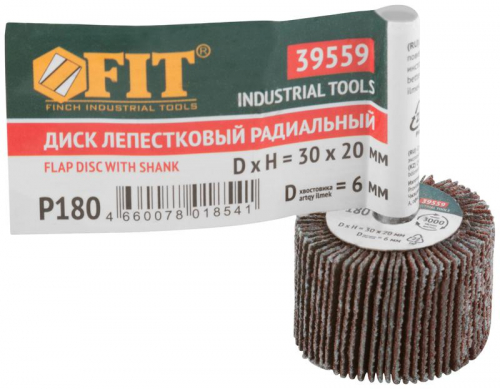 Диск лепестковый для дрели радиальный 30х20х6мм Р180 FIT 39559 фото 3 Диск лепестковый для дрели радиальный 30х20х6мм Р180 FIT 39559 фото 3