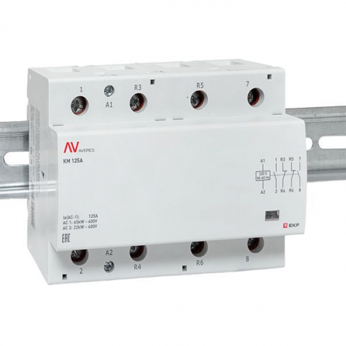 Контактор модульный КМ 125А 2NO+2NC 230В AC (6 мод.) AVERES EKF km-av-6-125-22-230V фото 2 Контактор модульный КМ 125А 2NO+2NC 230В AC (6 мод.) AVERES EKF km-av-6-125-22-230V фото 2